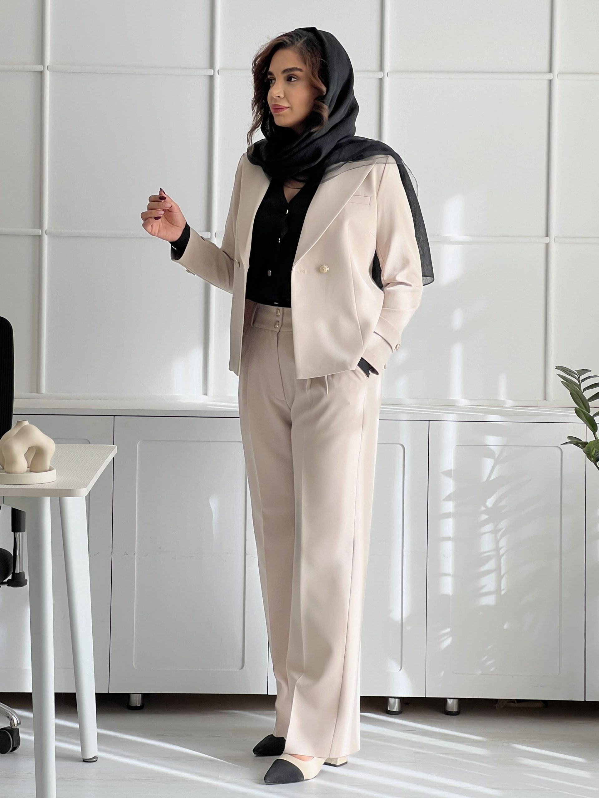 کت و شلوار ست زنانه Elite استخونی | Outlet collection