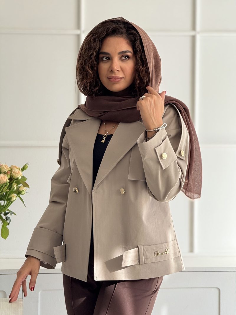 ترنچ کت زنانه short rainy - Image 10
