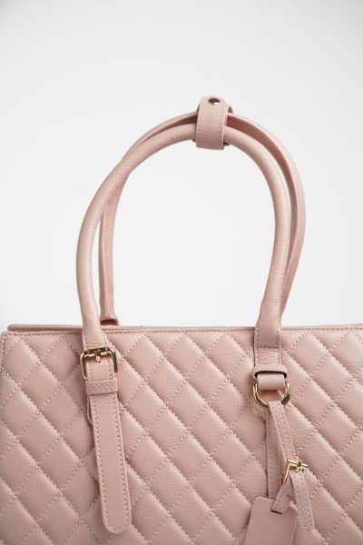 کیف زنانه چرم طبیعی permium BAG | زنیر - صورتی پودری