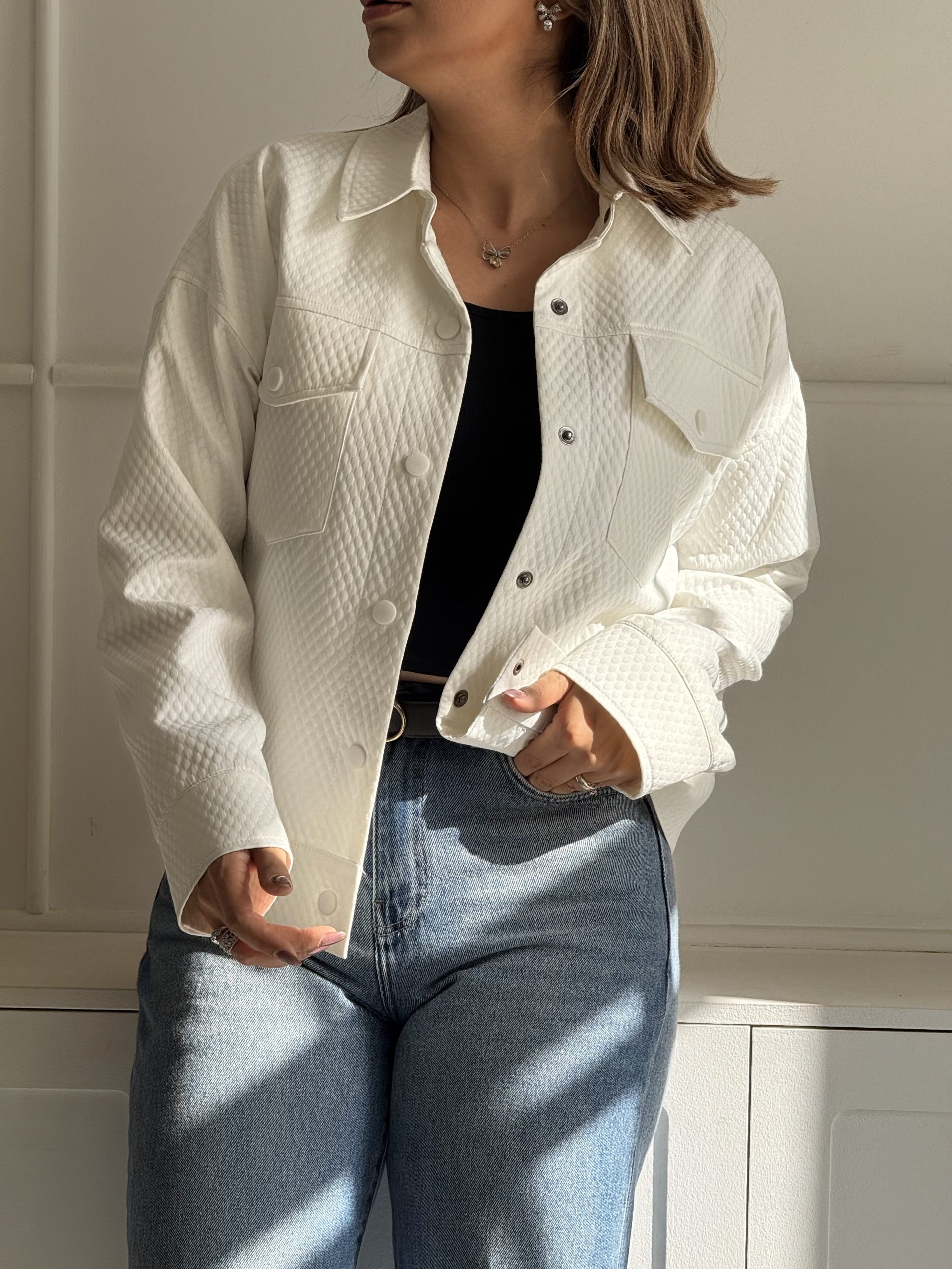 باکسی جکت زنانه white - Image 3