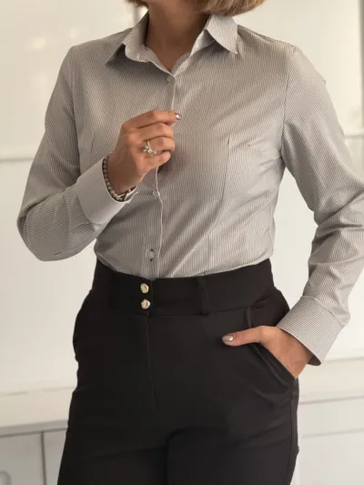 شومیز زنانه Slim Fit | زنیر - طوسی روشن, سایز-1مناسب38